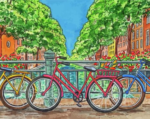 Aesthetic Amsterdam Bicycle Art Paint by number