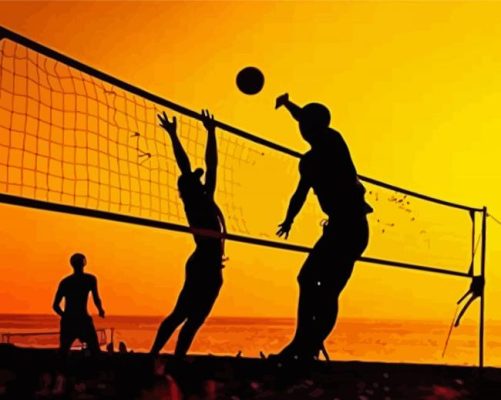 Aesthetic Beach Volleyball Illustration Paint by number