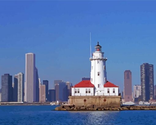 Aesthetic Chicago Lighthouse paint by number