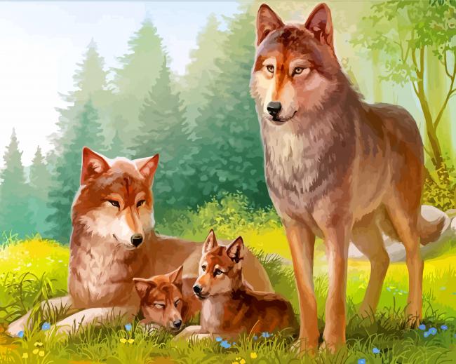 Aesthetic Family Wolves Art paint by number