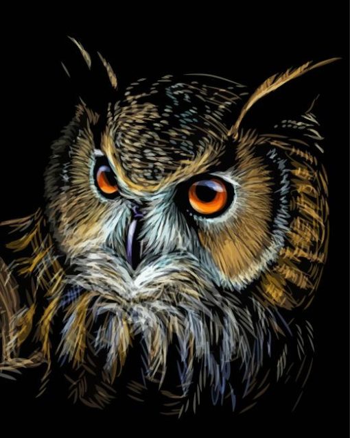 Aesthetic Long Eared Owl paint by number