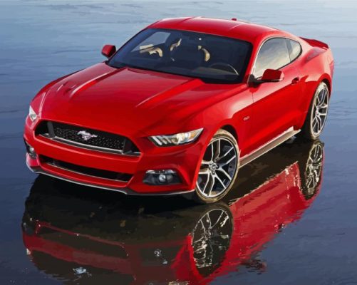 Aesthetic Red Mustang Gt Car paint by number