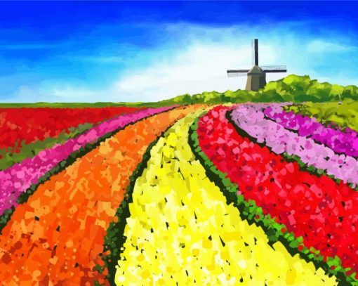 Aesthetic Tulip Field paint by number