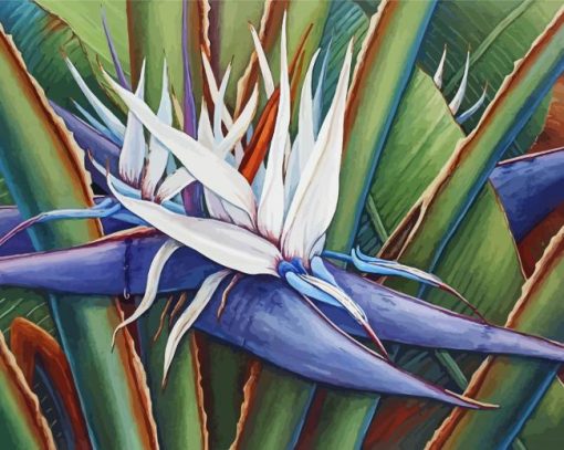 Aesthetic White Bird Of Paradise paint by number