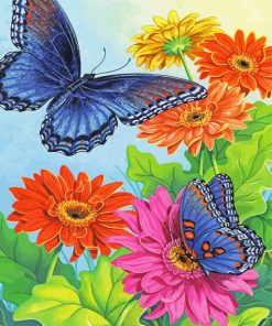 Aesthetic Flowers With Butterflies Art paint by number