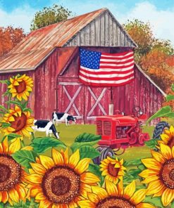 American Sunflower Landscape paint by number