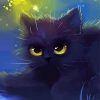 Black Large Fluffy Cartoon Cat paint by number