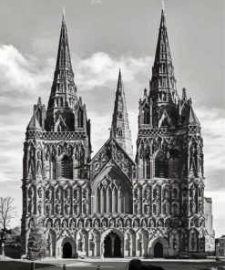 Black And White Lichfield Cathedral paint by number