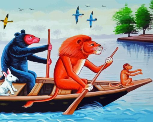 Boats And Animals Art paint by number