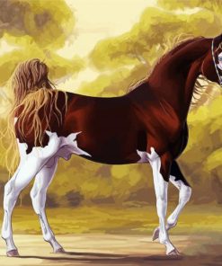 Brown And White Mare Horse Art paint by number