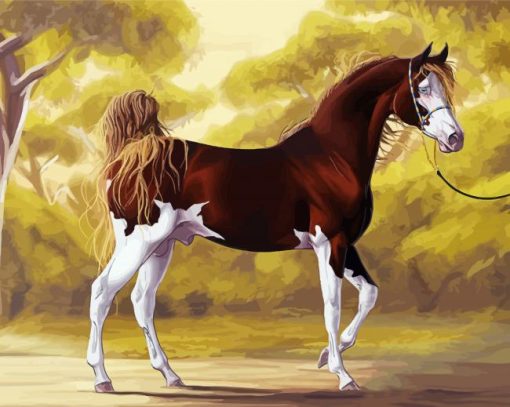 Brown And White Mare Horse Art paint by number