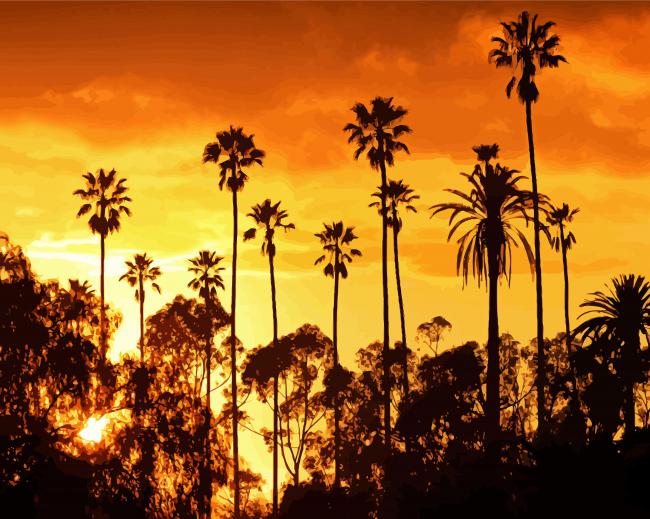 California Palm Trees paint by number