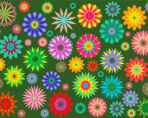 Colorful Funky Flowers paint by number