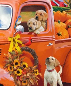Cute Dogs In Autumn Art paint by number