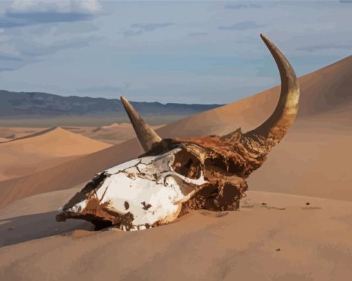 Desert Cow Head Skull paint by number