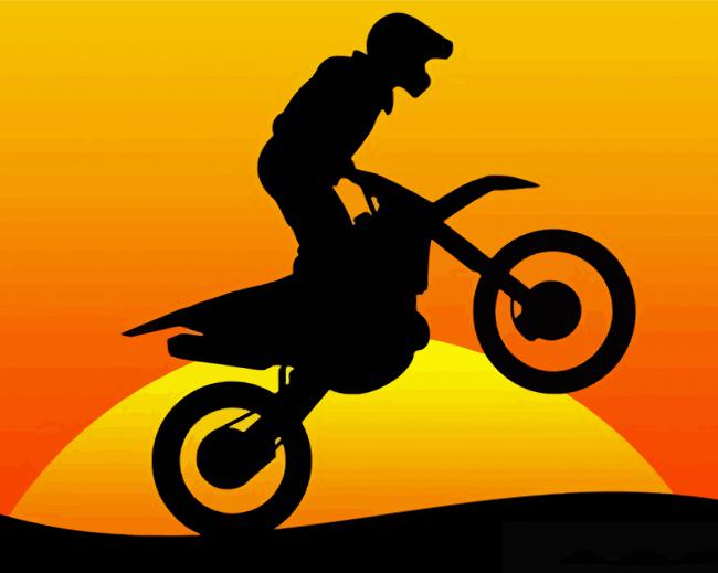 Desert Motorcycle Silhouette Sunset Paint by number