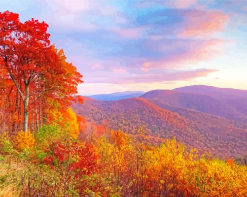 Fall In Mountains Landscape paint by number