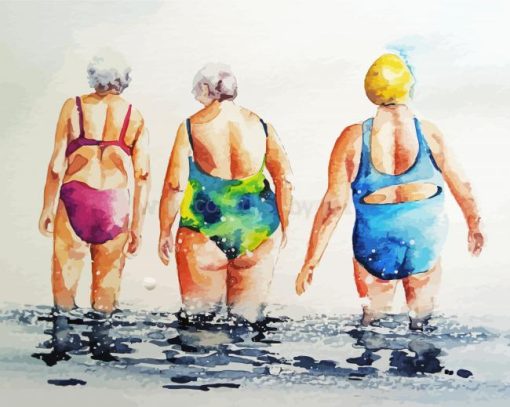 Fat Ladies Swimming paint by number