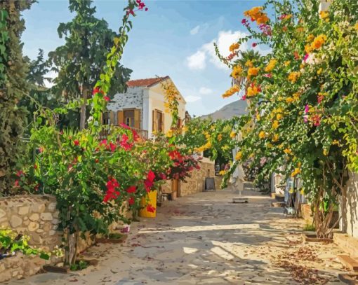 Flowering Street Datca Paint by number