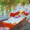 Girls Sleeping In Boat paint by number