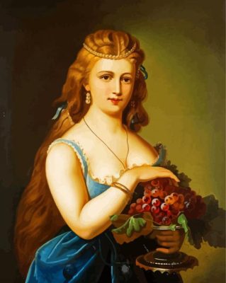 Lady With Grapes By Jozsef Borsos paint by number