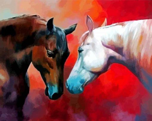 Lovers Couple Horses Paint by number