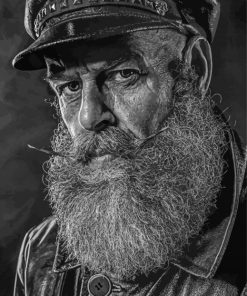 Monochrome Old Man Sailor paint by number