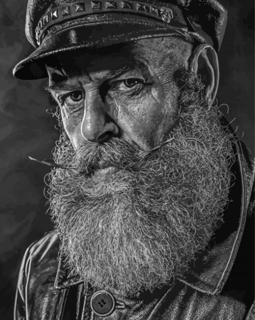 Monochrome Old Man Sailor paint by number