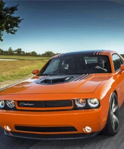 Orange Dodge Challenger Scat paint by number