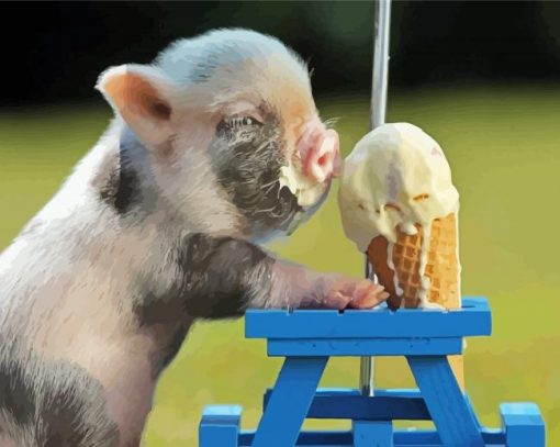 Pig Eating Ice Cream paint by number