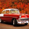 Red Chevy Classic In Fall paint by number