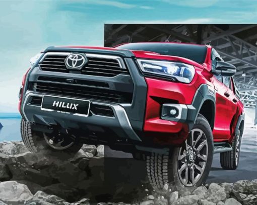 Red Toyota Hilux Car paint by number