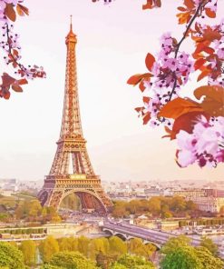 Springtime In Paris Eiffel Tower paint by number