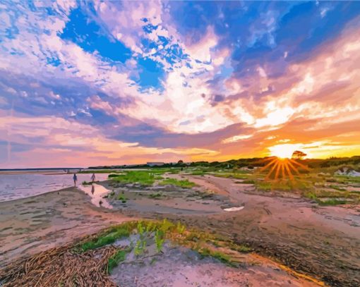 St Simons Island At Sunset Paint by number