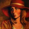 Vintage Girl In Red Hat paint by number