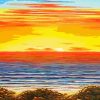 Abstract Beach And Ocean Sunset paint by number