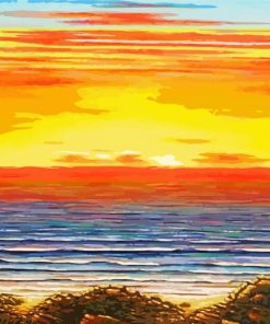 Abstract Beach And Ocean Sunset paint by number