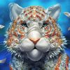 Aesthetic Tiger And Flowers Art paint by number