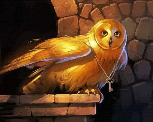 Aesthetic Gold Owl paint by number
