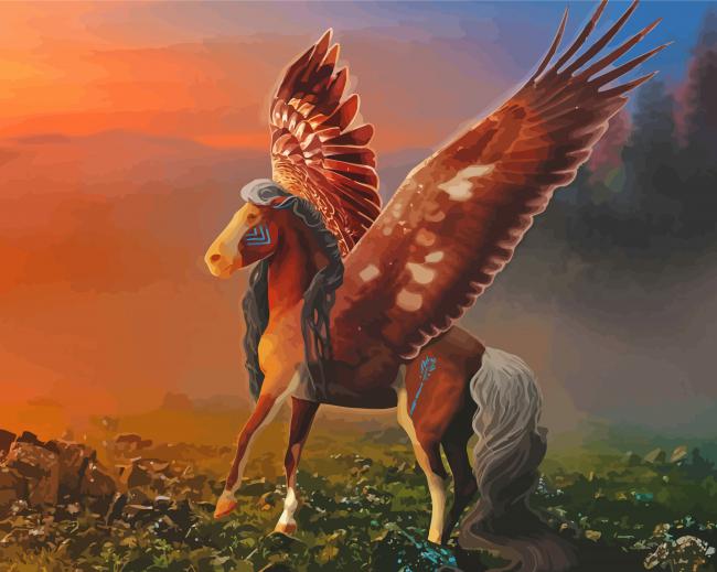 Alone Horse With Wings Paint by number
