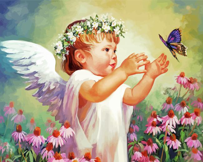 Angel With Butterflies paint by number