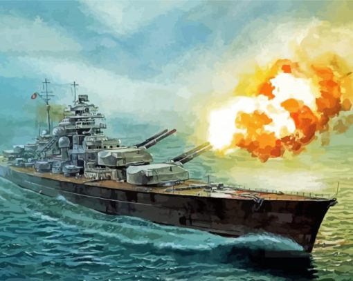 Battleship With Cannons paint by number