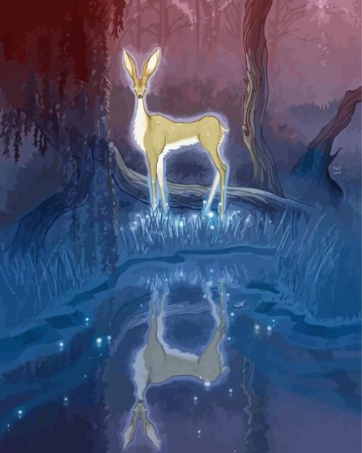 Beautiful Deer By The River paint by number