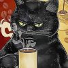 Black Cat And Coffee Paint by number