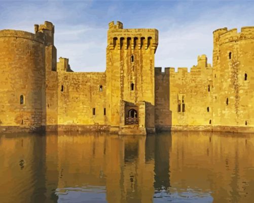 Bodiam Spine Defense Castle paint by number