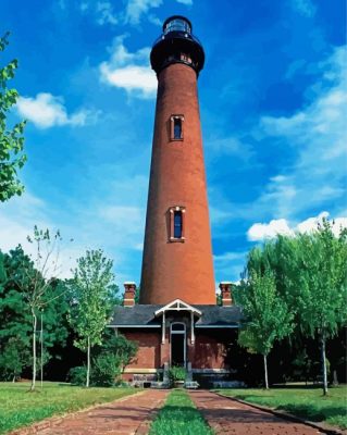 Currituck Lighthouse North Carolina paint by number