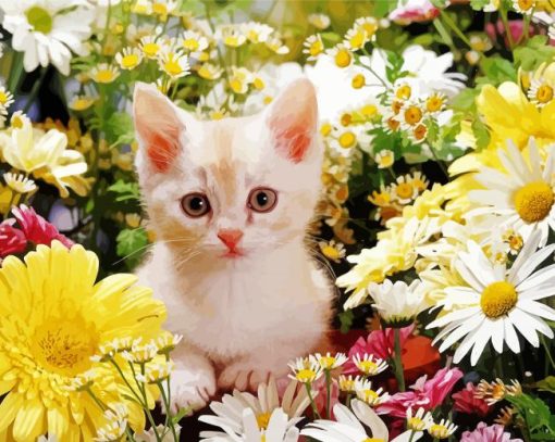 Cute Cat Flowers paint by number