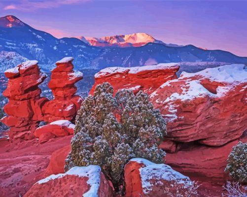 Colorado Pikes Peak In Snow paint by number