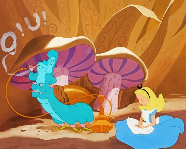 Disney Alice And Smoking Caterpillar paint by number