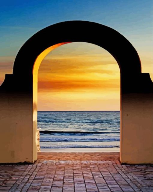 Door To The Sea At Sunset paint by number